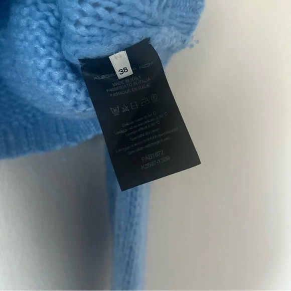 Alessandra Rich Luisaviaroma Exclusive Cropped Wool Knit Sweater in Light Blue